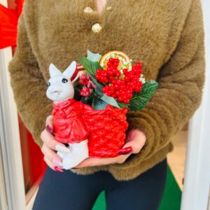 Taş Tavşan Saksı Aranjmanı