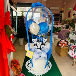 Balonlu Kutuda Erkek Bebek Aranjmanı