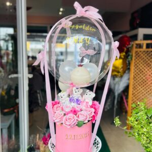 Balonlu Kutuda Kız Bebek Aranjmanı