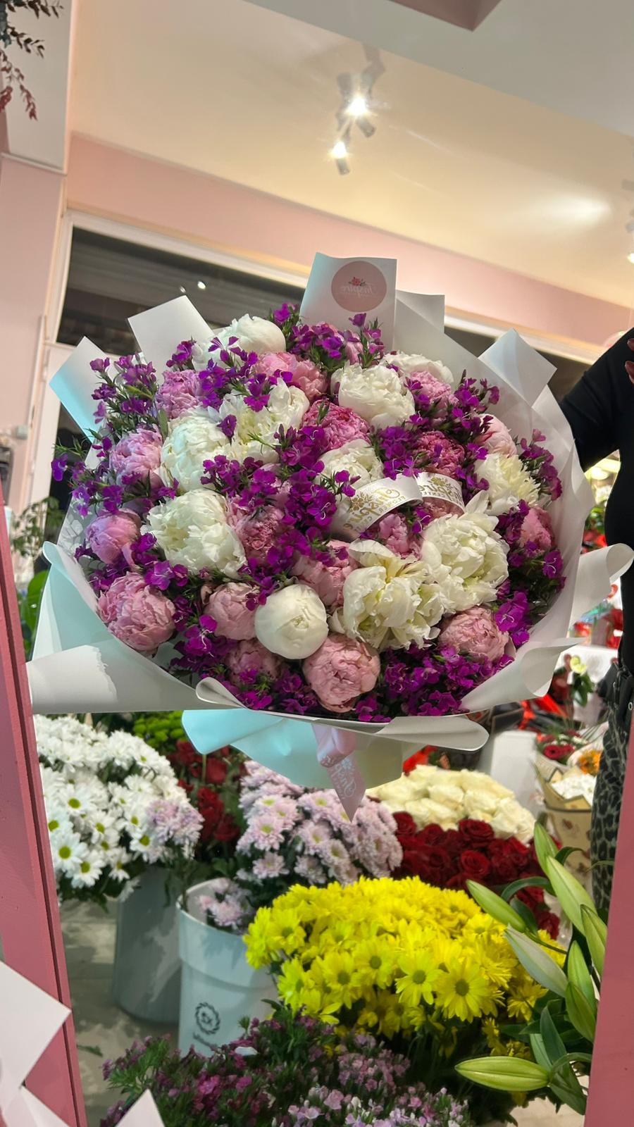 30 Adet Pembe Beyaz Şakayık Buketi - Görsel 12