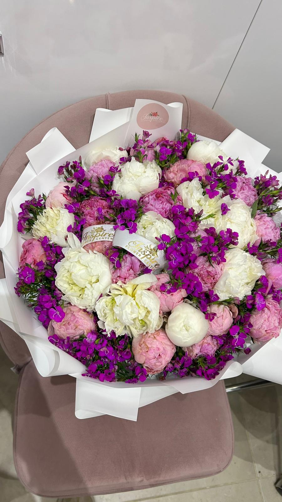 30 Adet Pembe Beyaz Şakayık Buketi - Görsel 11