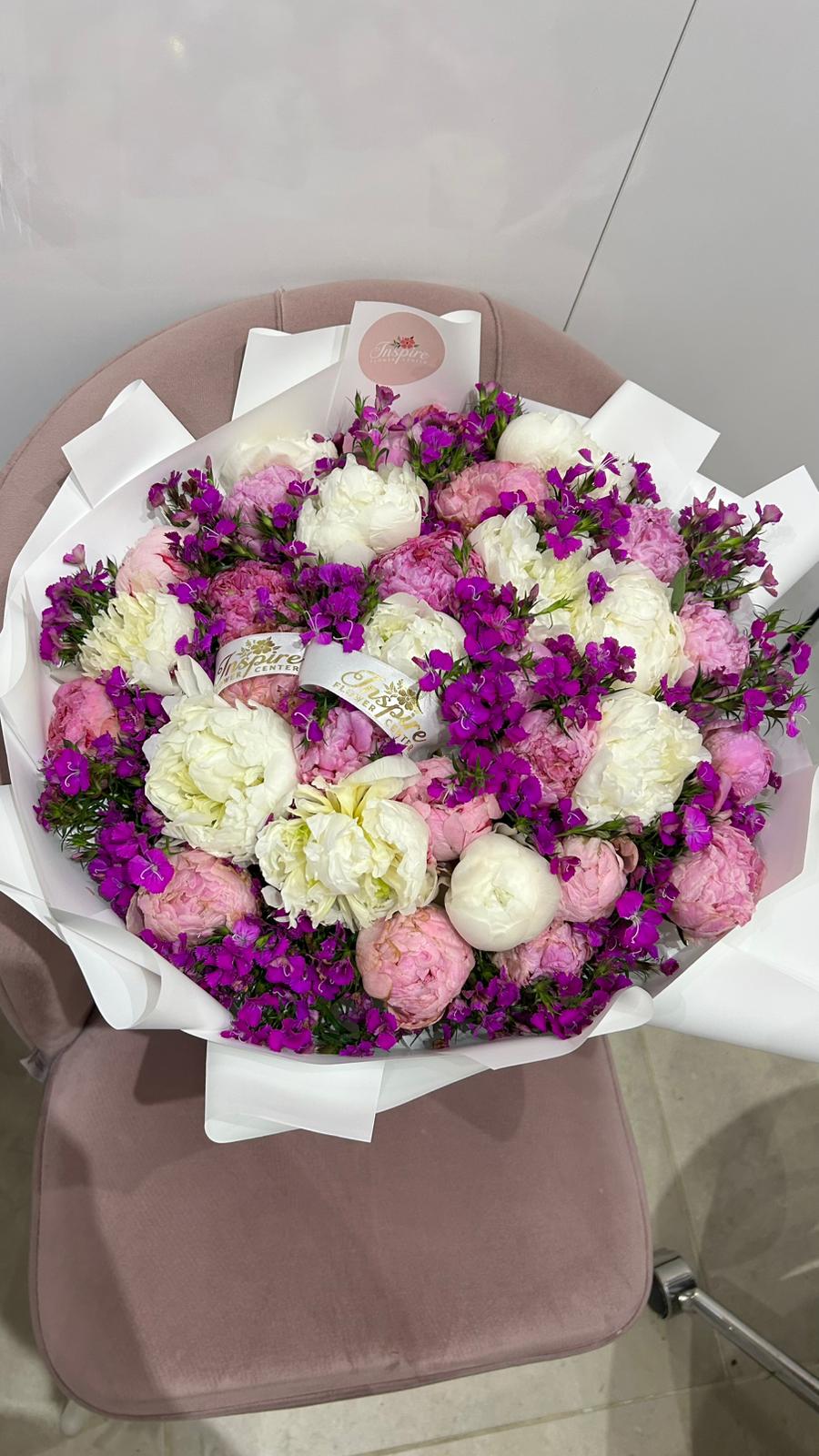 30 Adet Pembe Beyaz Şakayık Buketi - Görsel 10