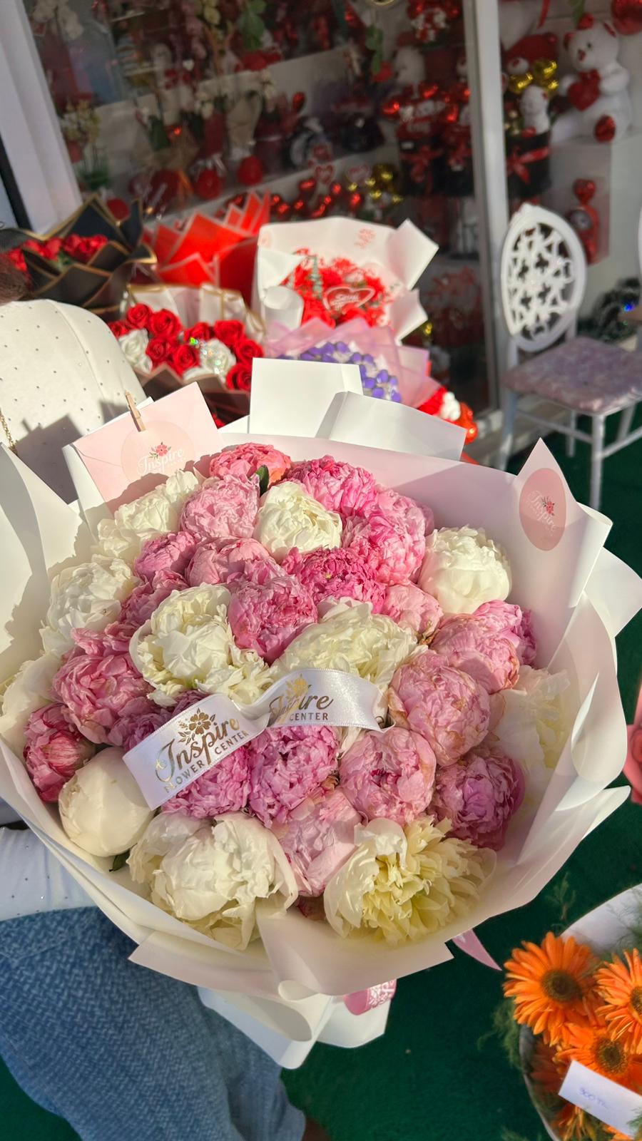 30 Adet Pembe Beyaz Şakayık Buketi - Görsel 7