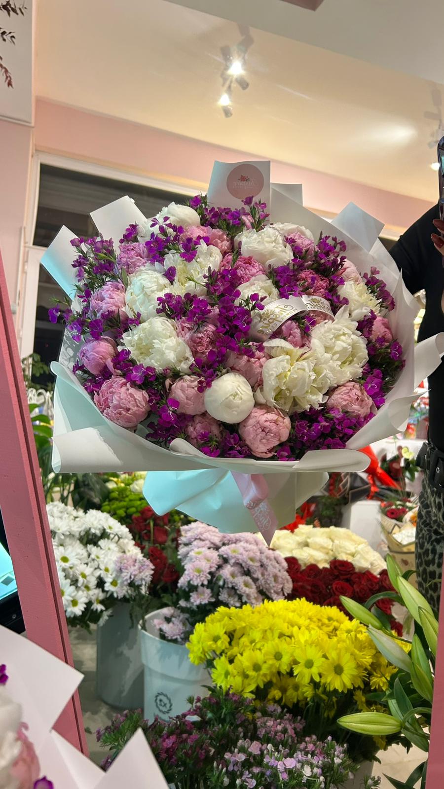 30 Adet Pembe Beyaz Şakayık Buketi - Görsel 6