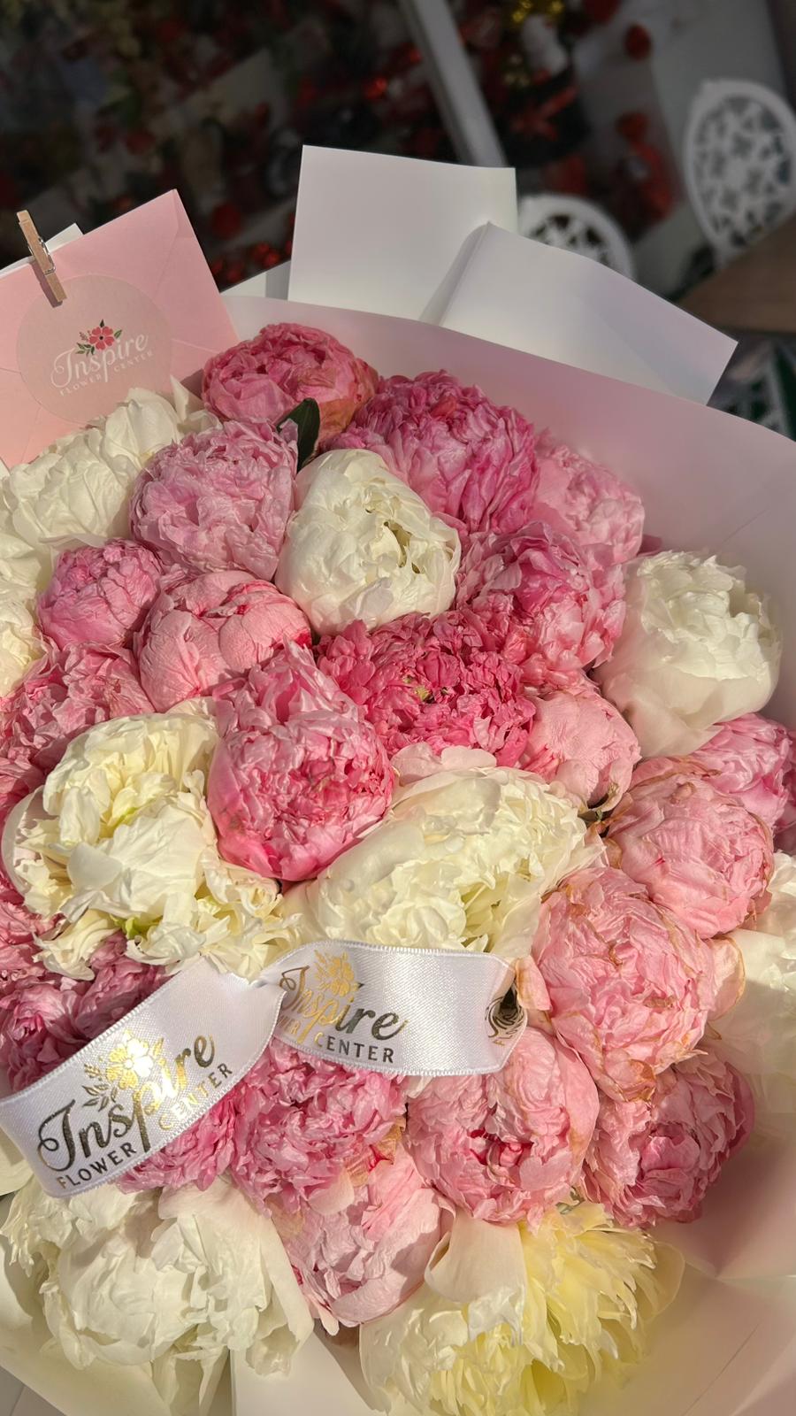 30 Adet Pembe Beyaz Şakayık Buketi - Görsel 4