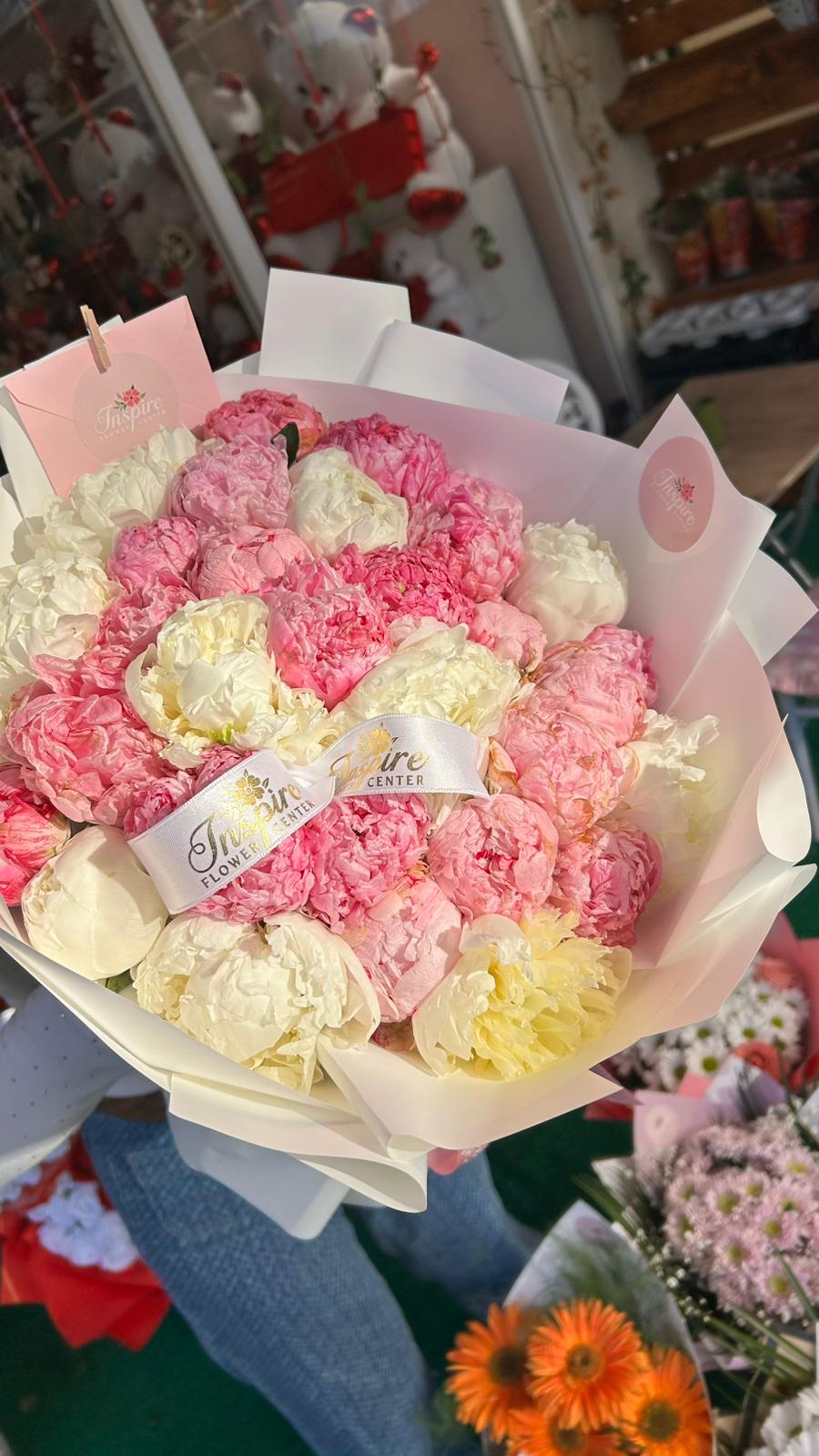 30 Adet Pembe Beyaz Şakayık Buketi - Görsel 2