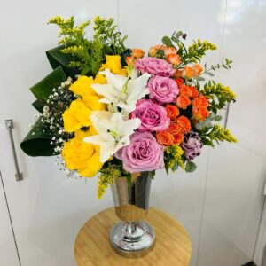 1 SOLEİL GARDEN GÜMÜŞ METAL VAZO ARANJMANI