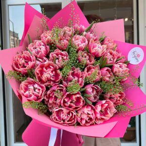 30 LU PEMBE BEYAZ LALE BUKETİ